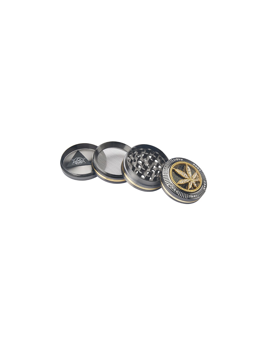 4 part bling bling grinder leaf 50mm